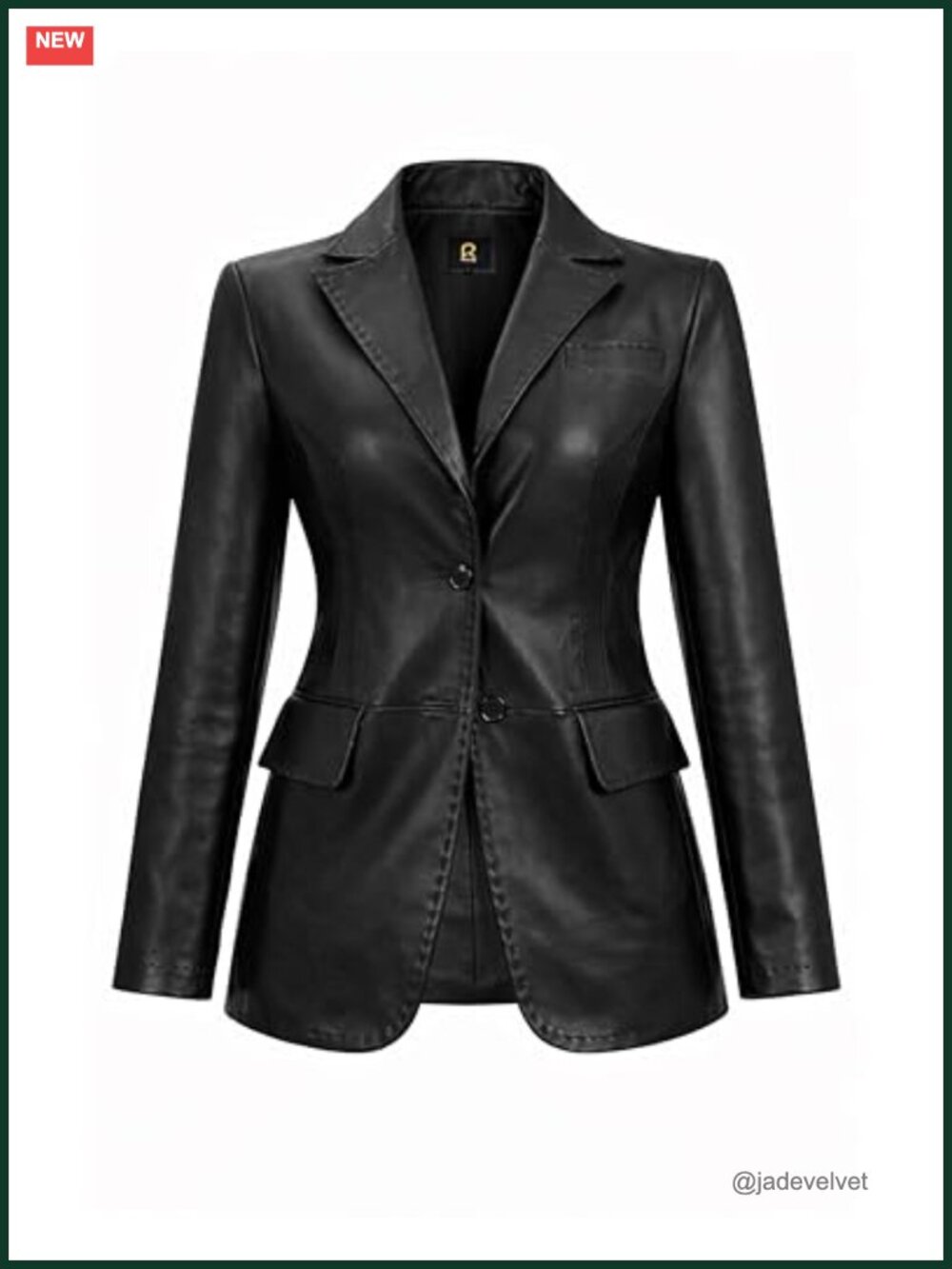 Leather Blazer Women Tailored Notch Lapel Coat Button Front Work